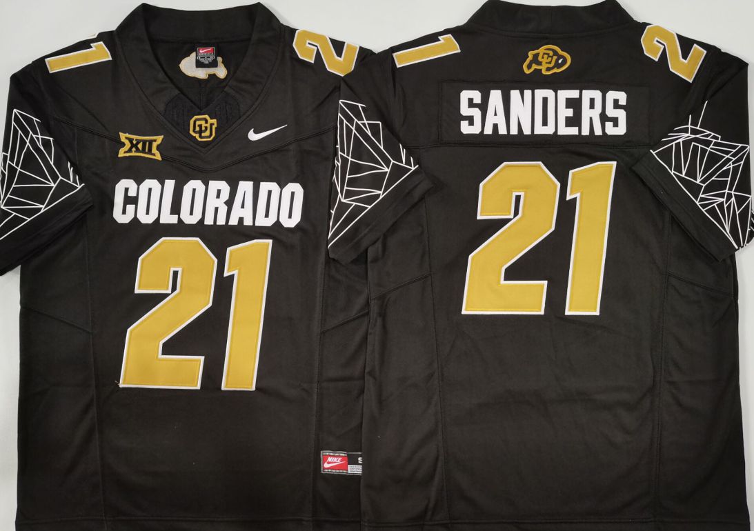Men Colorado Buffaloes #21 Sanders Black 2025 Nike Limited NCAA Jersey style 2